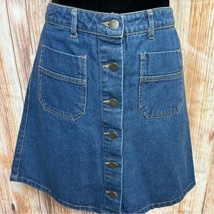 Denim‎ & Co Button Front Jean Mini Skirt